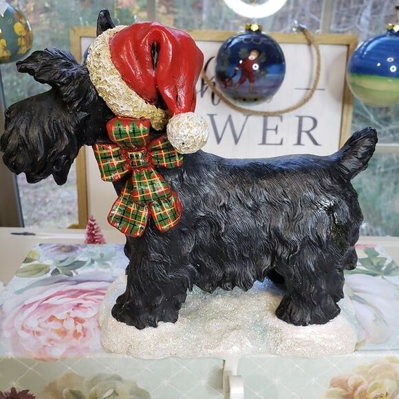 Adorable Vintage Scotty Dog Christmas Stocking Hanger Resin RARE Scottish - Picture 1 of 11